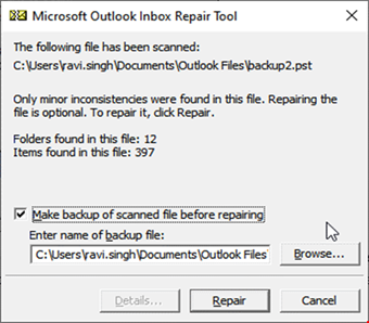backup of the original file