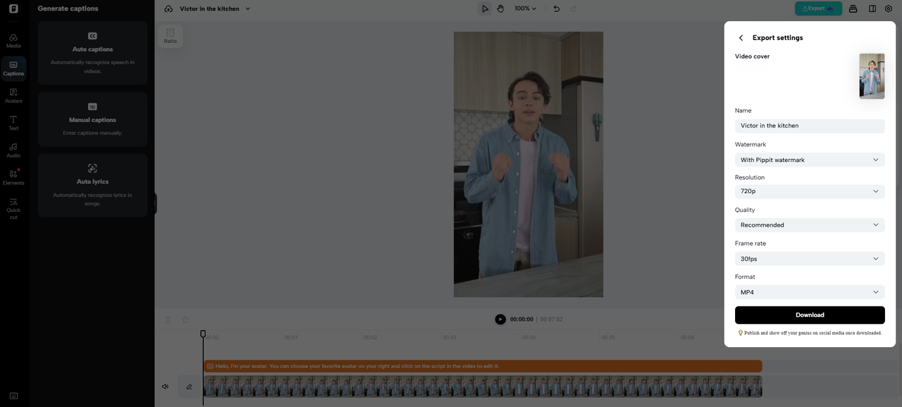 export the video